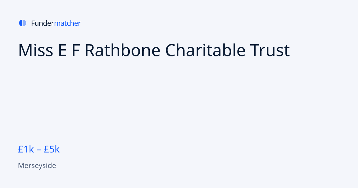 Miss E F Rathbone Charitable Trust Grants & Funding | £1,000 - £5,000 ...